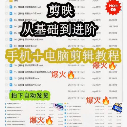 2025剪映视频教程 手机➕电脑专业版剪映剪辑教程 短视频制作学习（120G）