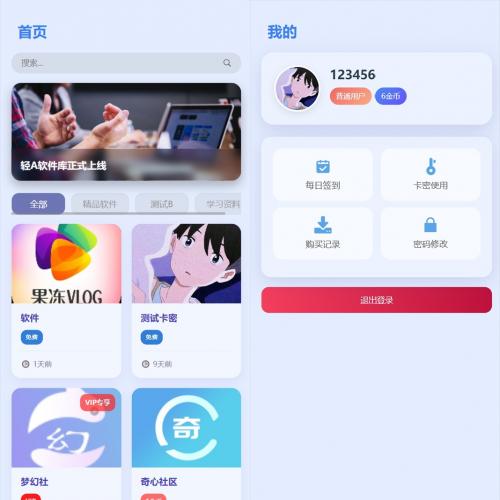 自研软件库+文章+卡密+金币余额系统，一整套系统出售，自己开发的完整软件库源码系统