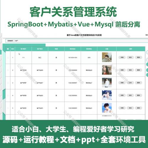 客户关系管理系统源码  java SpringBoot Vu
e 万字文档 PPT