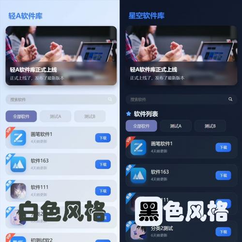 【软件库源码】自主开发完整版应用资源库系统，支持双UI主题切换