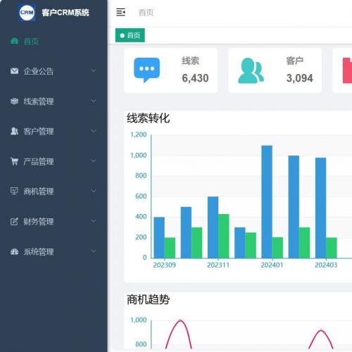 Java SpringBoot CRM客户管理系统源码 支持SaaS多租户架构 基于若依3.8.3前后端分离 源码+数据库+文档全套