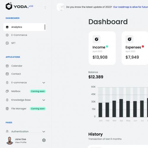 Yoda v3.2 - 基于Bootstrap 5的多框架后台管理模板（支持React、Vue与HTML）