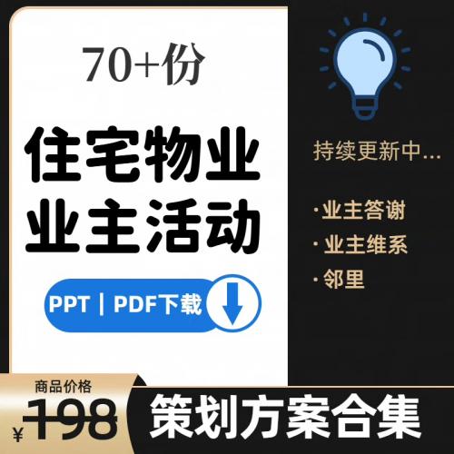 70+套住宅物业业主活动策划方案大全｜持续更新｜PPT与PDF双格式