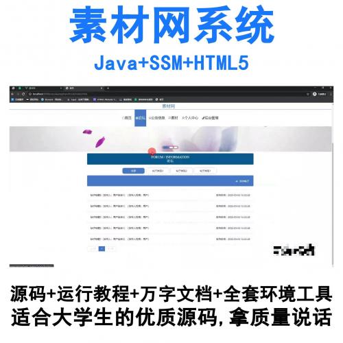 基于SSM框架的Java素材网站系统 HTML5前端开发