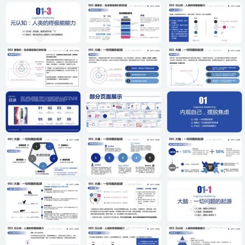 《认知觉醒》精读笔记PPT｜93页可编辑学习模板，覆盖元认知、专注力、情绪管理等核心能力