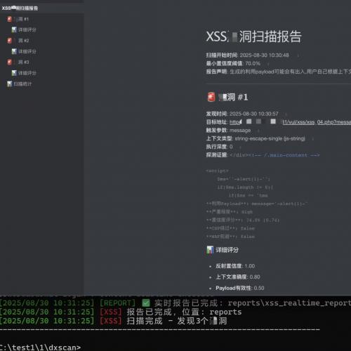 高效XSS自动化扫描工具：智能爬虫+AST分析+一键生成渗透报告