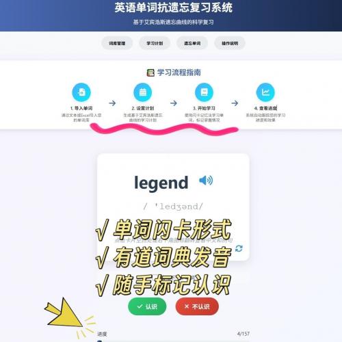 【单词记忆法宝】艾宾浩斯遗忘曲线学习助手，自动生成复习计划，助你牢固掌握英语词汇