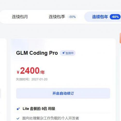GLM Plan Pro空闲份额转让！每月20元，可议