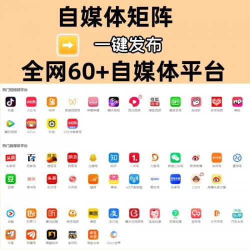 一键多平台自媒体内容软件，官方认证接口助力构建分发网络，覆盖抖音、快手、今日头条等60+渠道。媲美蚁小二与融媒宝