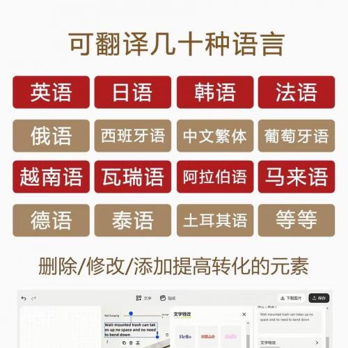 无限制使用跨境电商图片翻译工具 支持淘宝拼多多TK等平台商品详情页图片翻译